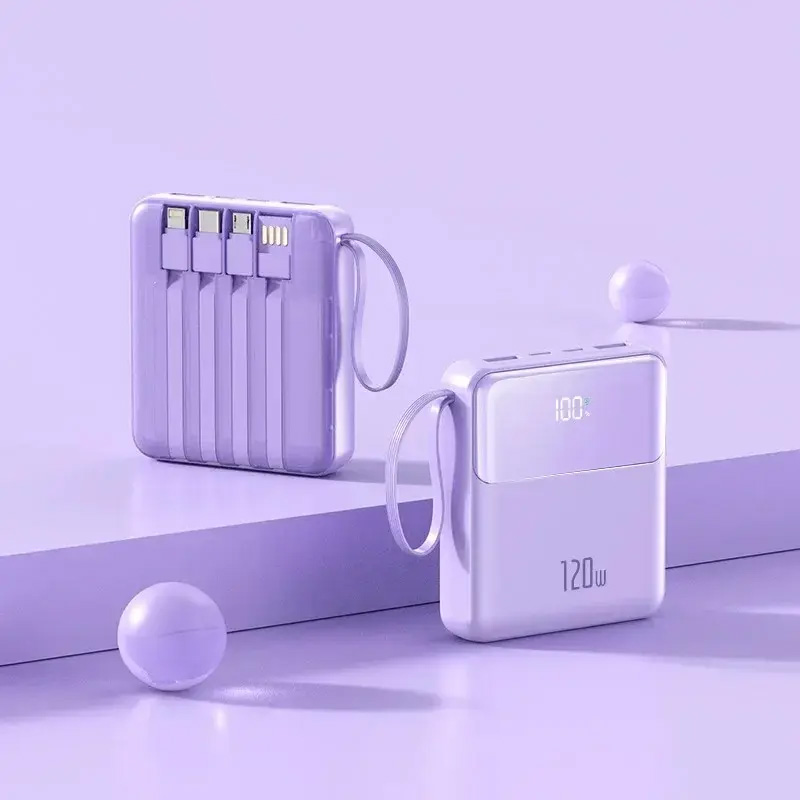 Super Fast Charging Large Capacity With Cable Small Mobile Power Bank