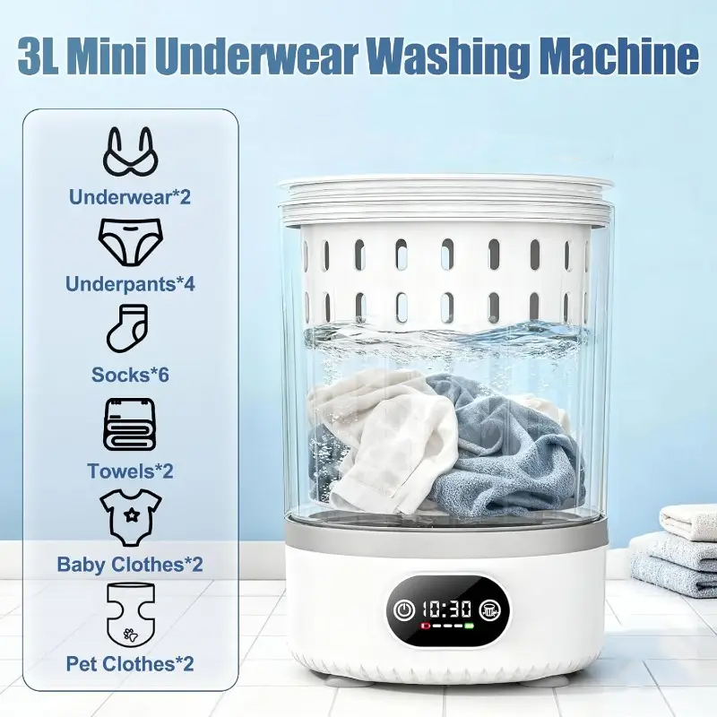 Mini Washing Machine 3 In 1 Portable Washing and Spin Dry Drain Washing Machine Small Washer