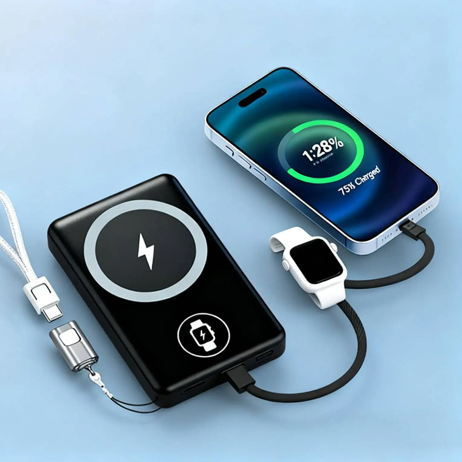 3-in-1 Magnetic Wireless Charger Ultra Slim Power Bank