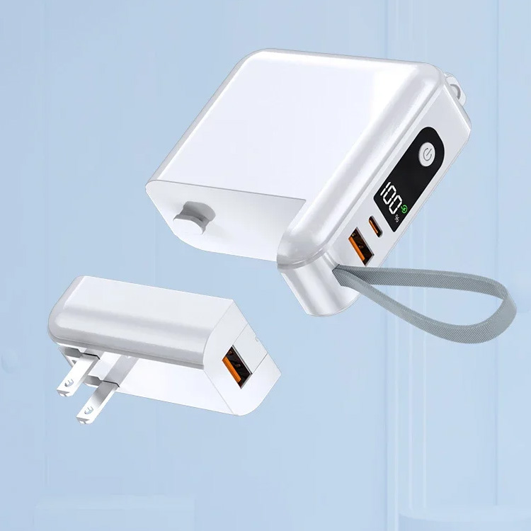 Power Bank With Built-in Cable & AC Plug