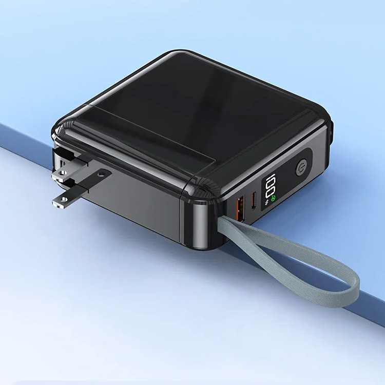 Power Bank With Built-in Cable & AC Plug
