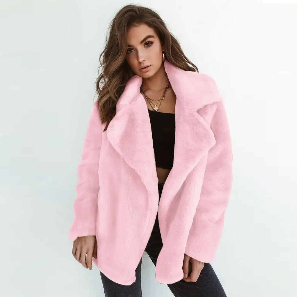 Women Coats Warm Plush Coat Streetwear Female Furry Fluffy Jacket