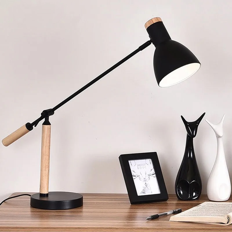 Wooden Table Lamp LED Desk Lamp Adjustable Light F...