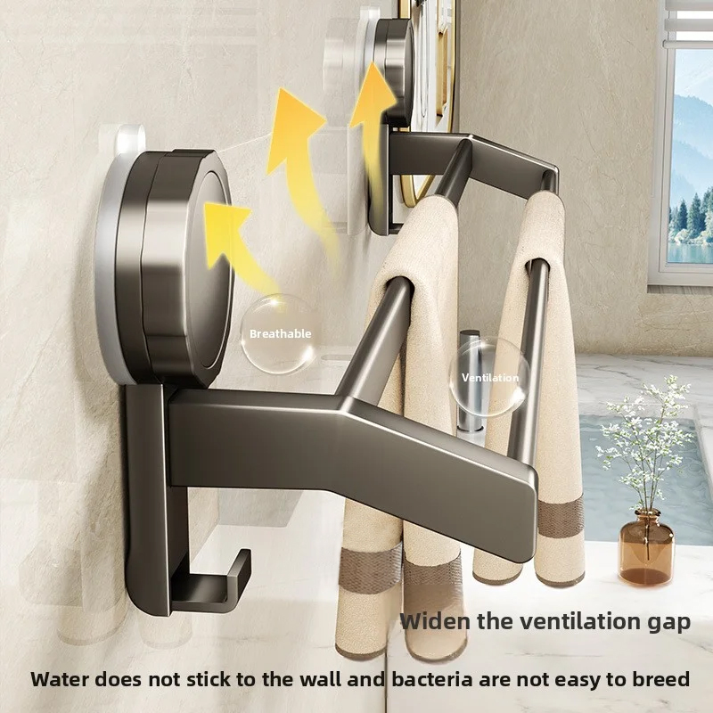 Suction Cup Towel Rack Bathroom No Drill Double Ro...