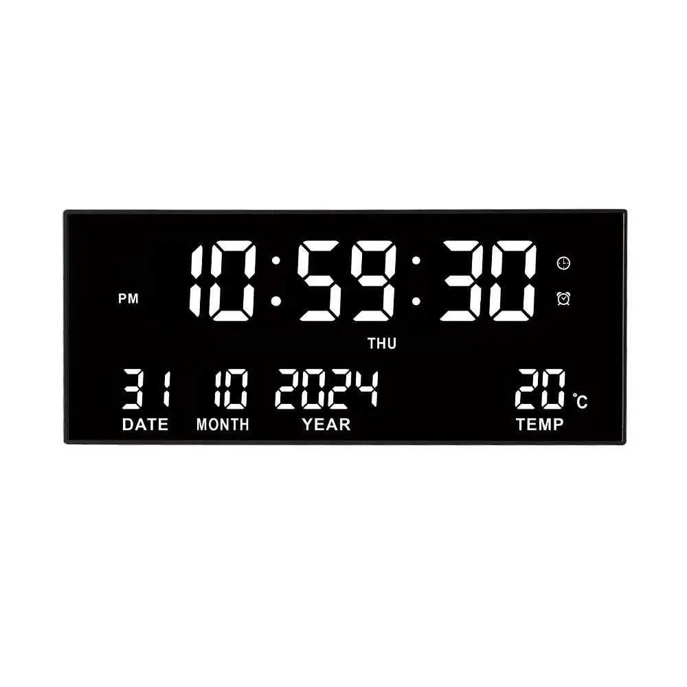 Digital Large Wall Clock Alarm Temperature Date Ca...