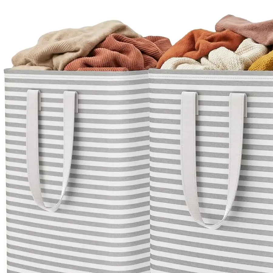 2-Pack Collapsible Laundry Basket With Reinforced Handles Waterproof Design