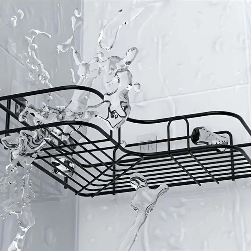 No Punch Wall Mounted Bathroom Corner Storage Rack Shampoo Cosmetic Organizer