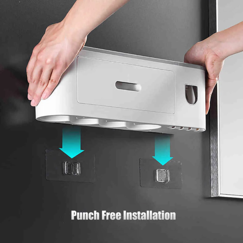 Bathroom Accessories Sets Toothbrush Holder Automatic Toothpaste Squeezer Wall Mount Storage Rack Bathroom Product