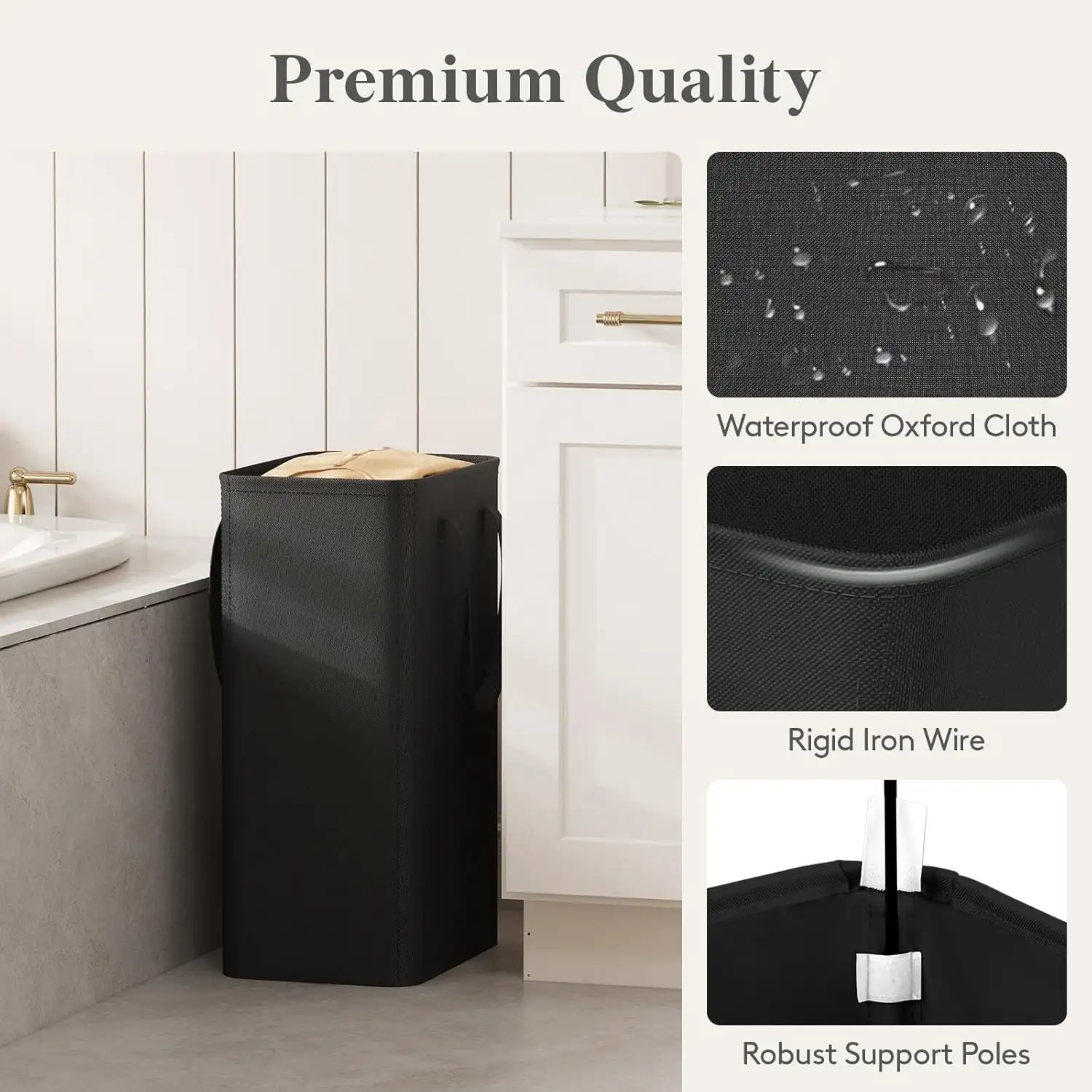 Laundry Hamper With Handle Collapsible Tall Thin B...