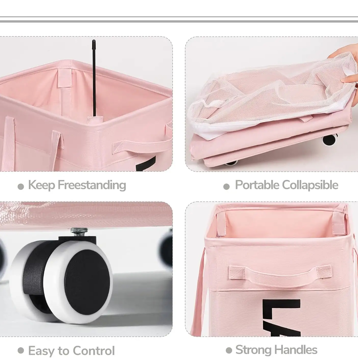Collapsible Rolling Laundry Basket With Wheels