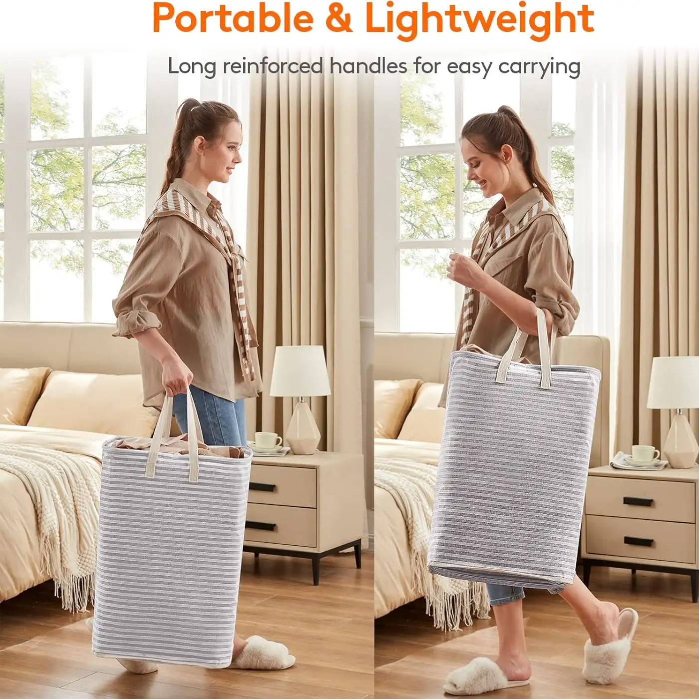 2-Pack Collapsible Laundry Basket With Reinforced Handles Waterproof Design