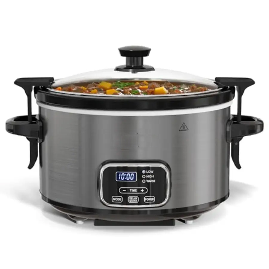 Slow Cooker With Locking Lid Removable Ceramic Pot...