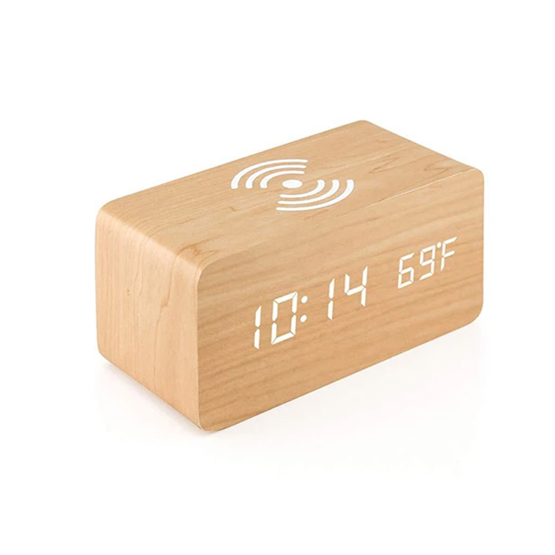LED Wooden Alarm Clock Smart Alarm Clocks For Bedr...
