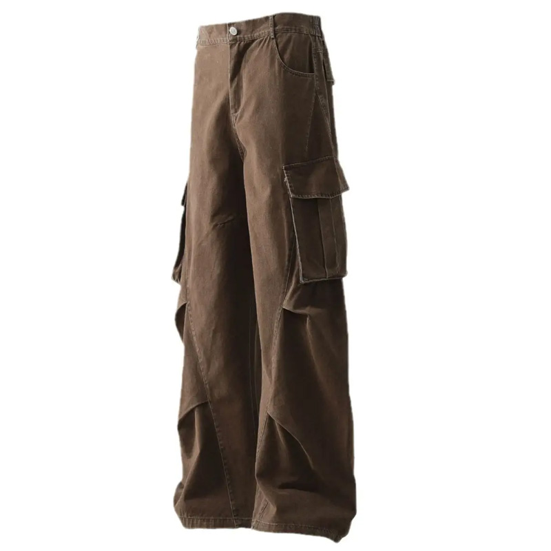 Scimitar Pants Pleated Large Pockets Casual Multi-...