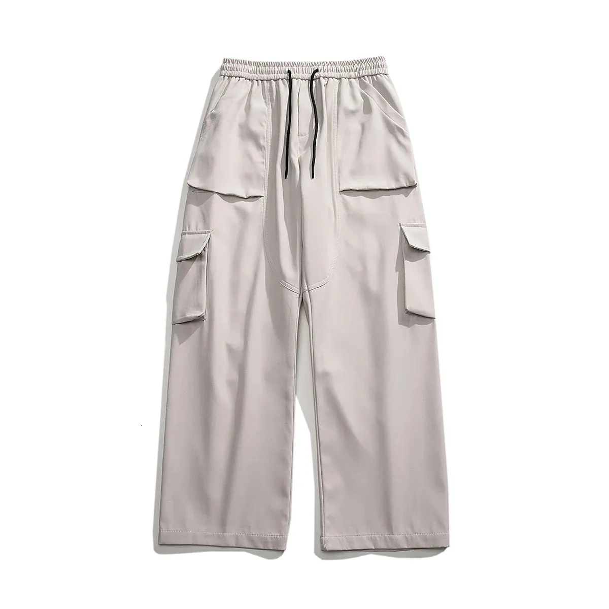 Cargo Pants Men Multi-Pocket Elastic Waist Trouser...