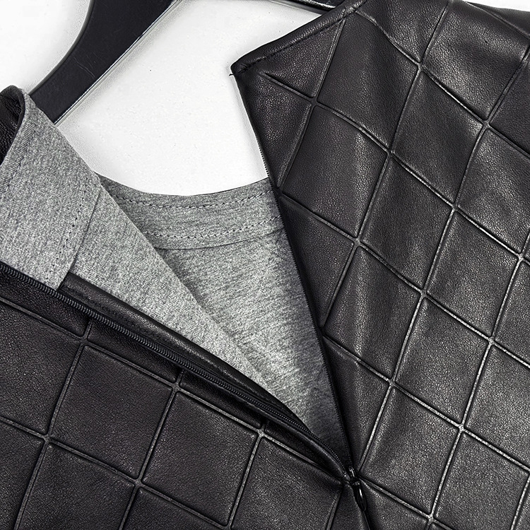 High Quality Leather Dresses Genuine Sheepskin Leather Vest Dress For Women
