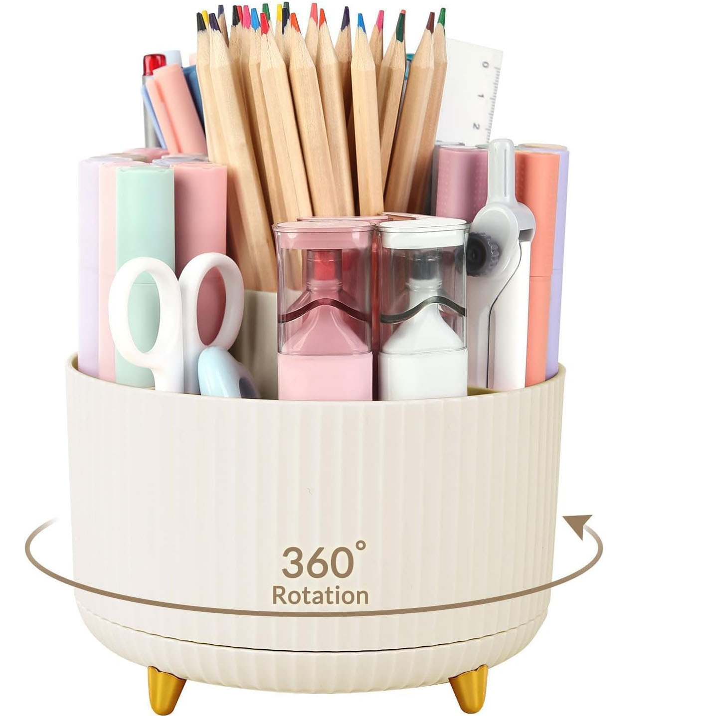 Multi-grid Round Pen Holder Desktop Organizer