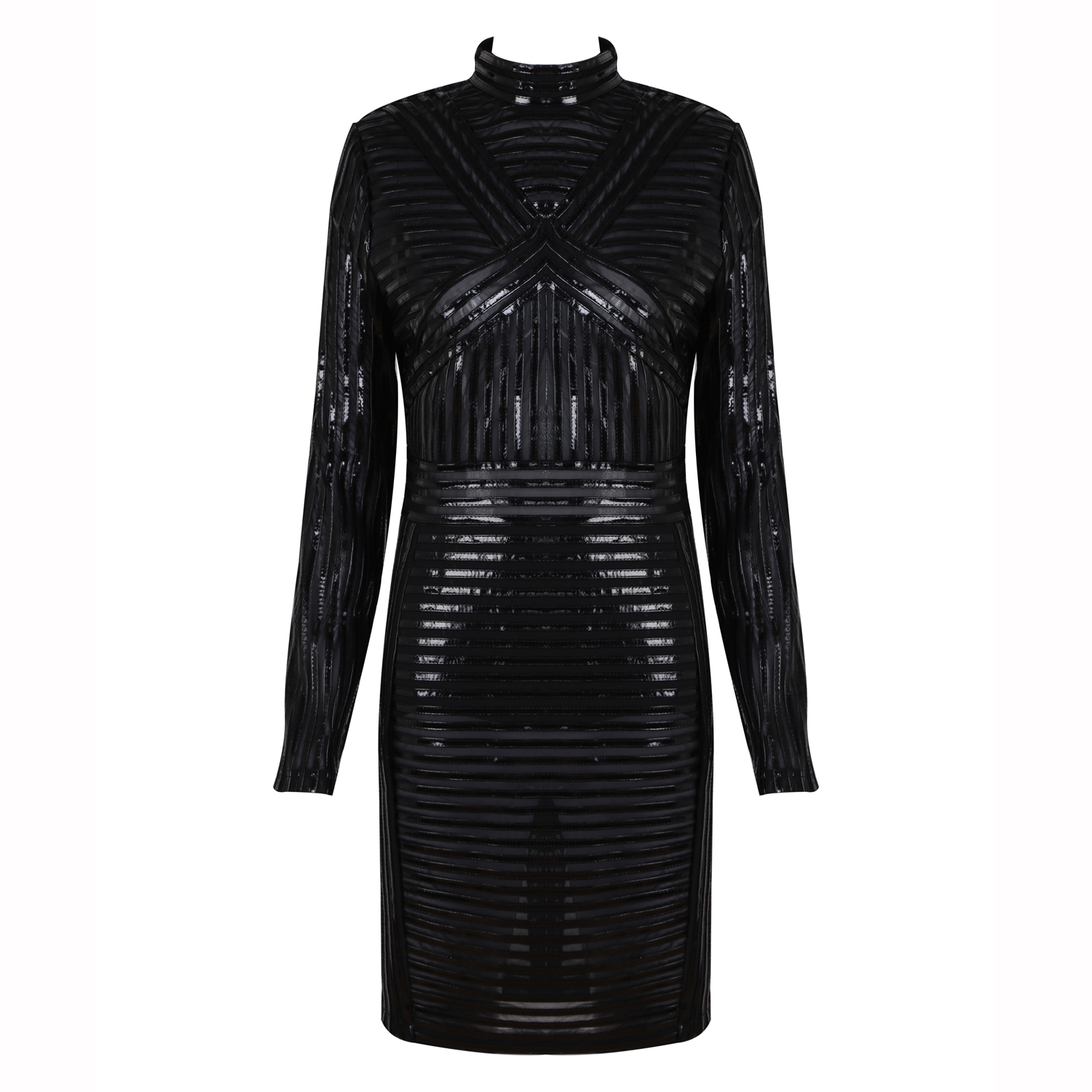 High Quality Long Sleeves Genuine Leather Dress For Party Women Elegant
