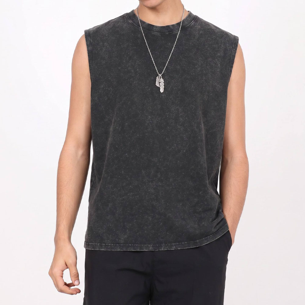 Men 100% Cotton Crew Neck Sleeveless T Shirt Tank Top