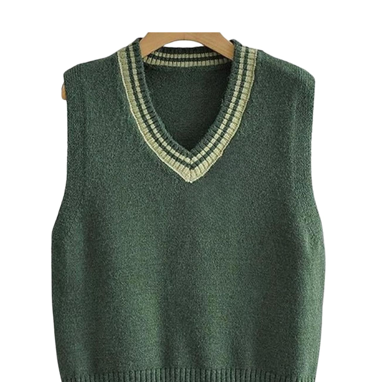 Women Dark Green Sleeveless Sweater Vest ...
