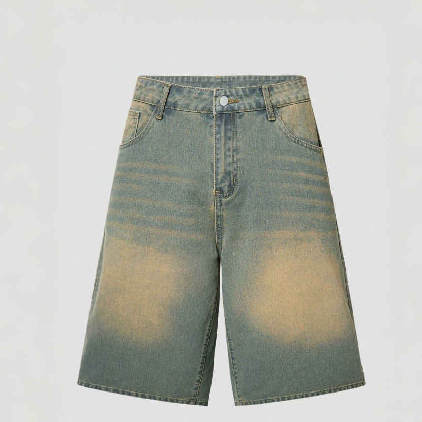 Men's Comfortable Casual Mid Waist Washed ...