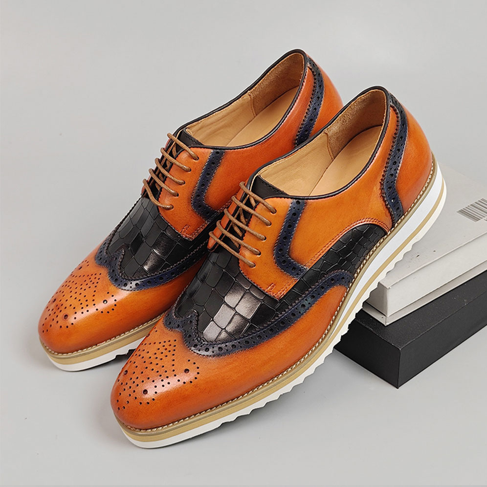 Trendy Men's Casual Walking Style Shoes Light Weight Anti-Slip Rubber Outsole Fashion Leather Shoes